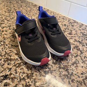 Nike Kids Black Sneakers with Pink and Blue Accents
